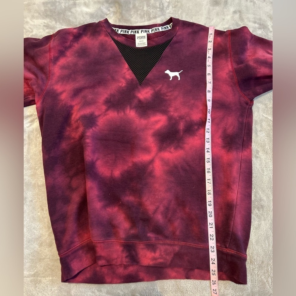 PINK Victoria's Secret Red Sweatshirt with Mesh V-neck Chest Detail - Picture 5 of 6